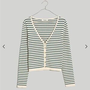 Madewell Carmon Cardigan Sweater Striped size small antique cream top